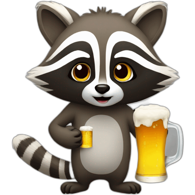 Raccoon with a beer emoji