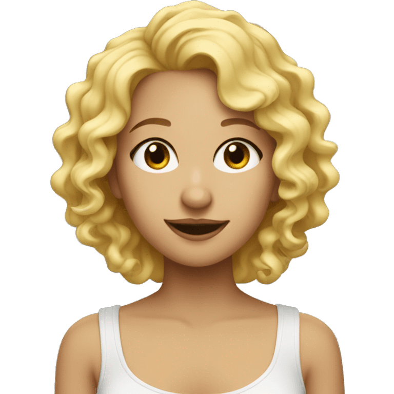 a girl with blond curls and music emoji