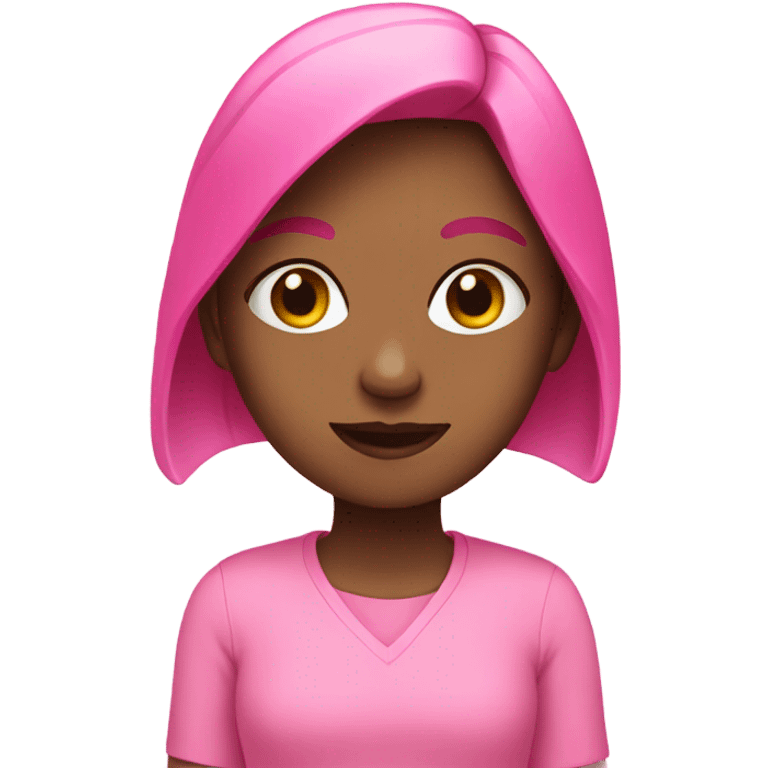 A girl wearing pink emoji