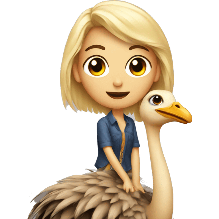 Pretty Girl on top of ostrich emoji