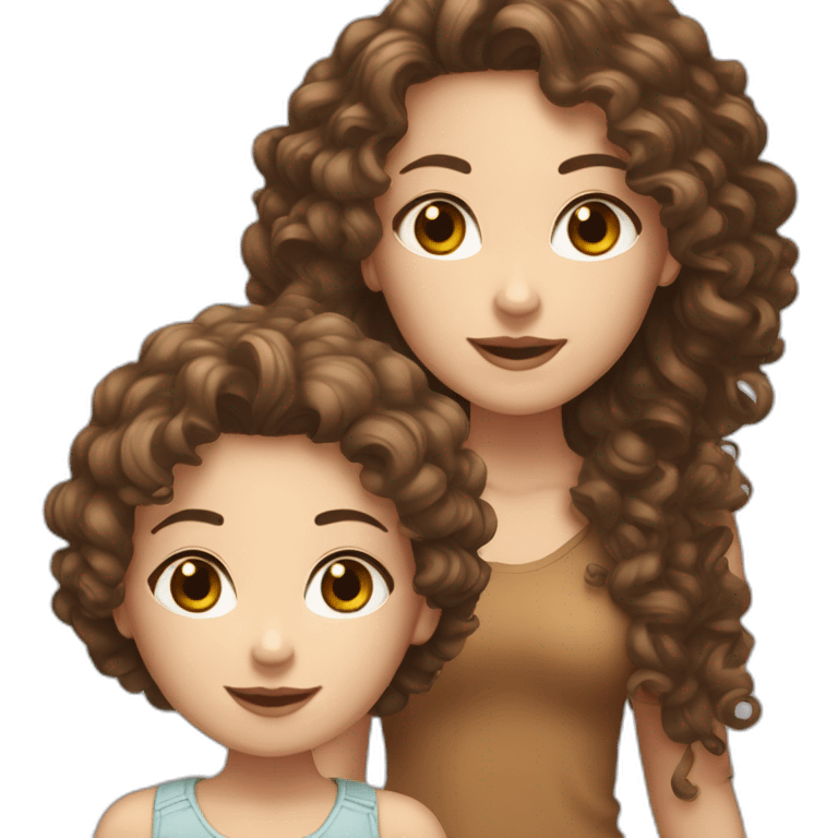 girl whit brown curly hair and white skin and with her black girl friend emoji