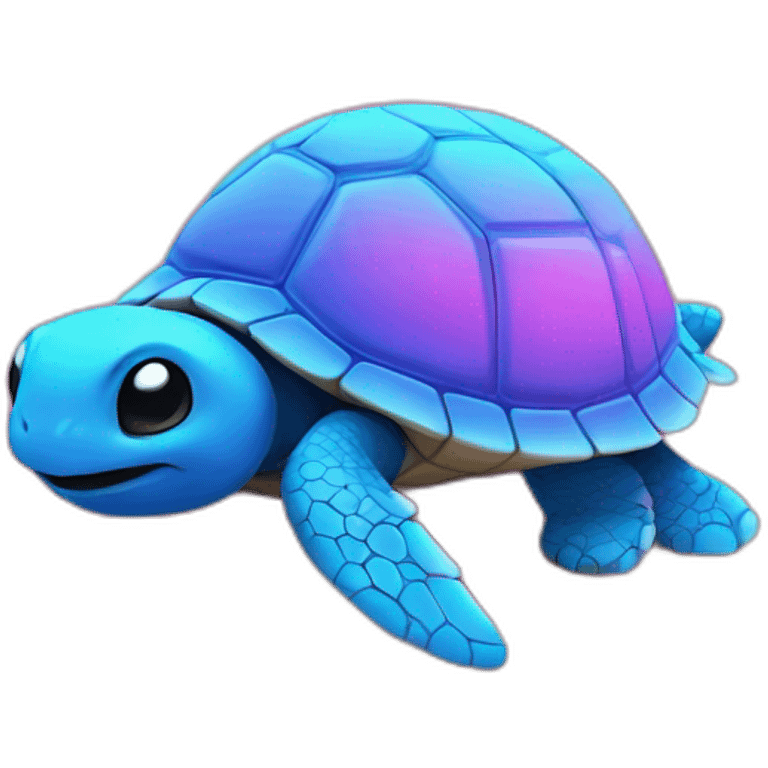 chat bleu sur tortue rose fluo emoji