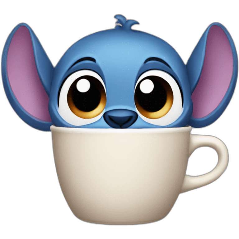 Stitch drink cup of coffee emoji