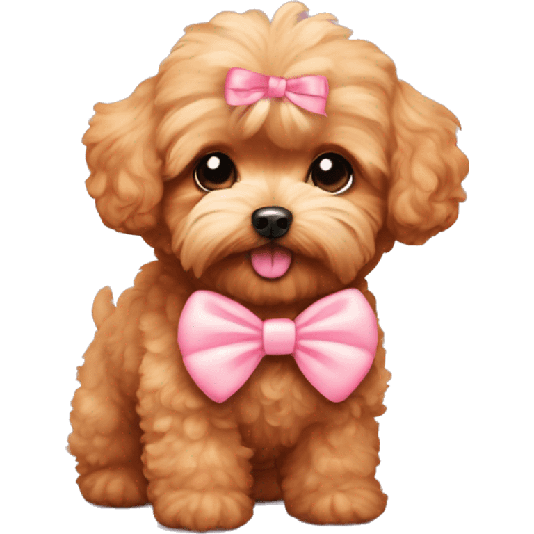 Red Maltipoo, with pastel pink bow emoji