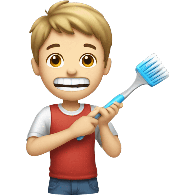 boy brushing tooth emoji