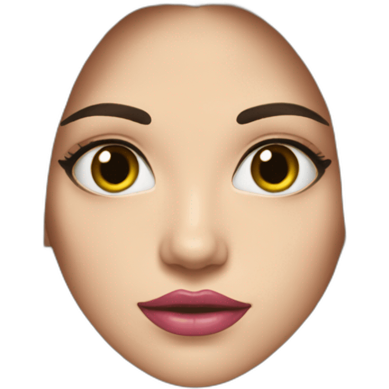 woman long black hair, hazelnuts eyes, pink lips  emoji