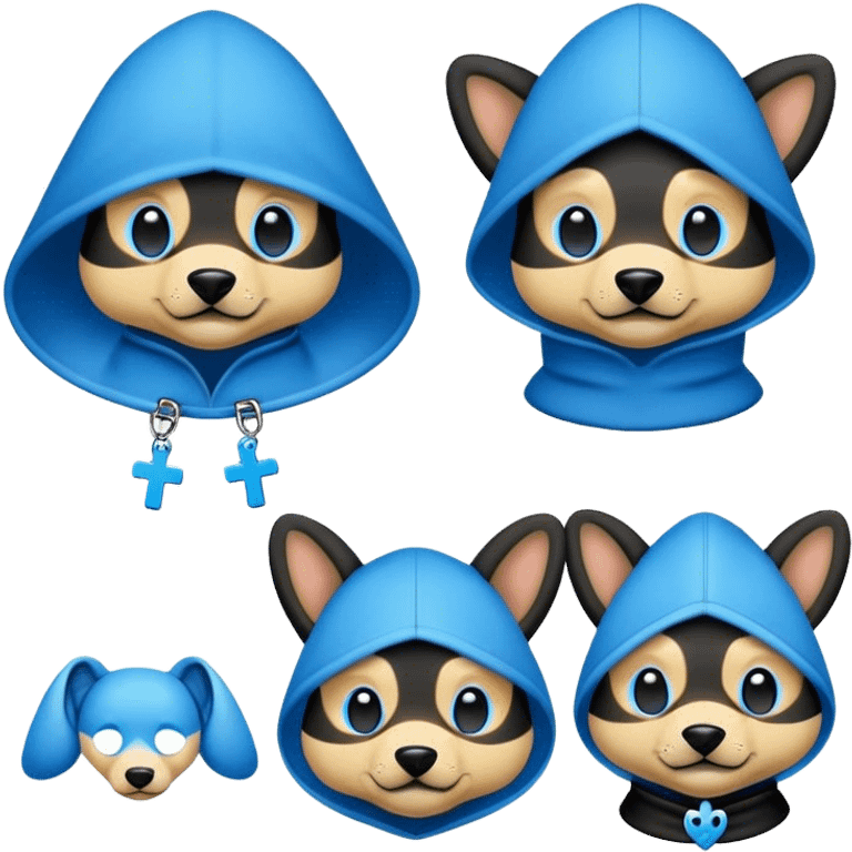 I would like a set of gay "pup" emojis, that are blue and black and a cross between pup hoods and fursonas emoji