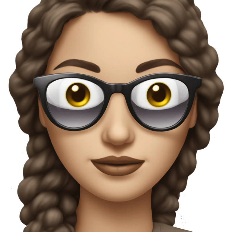 Hyperrealistic cheeky brunette white woman sunglasses  emoji