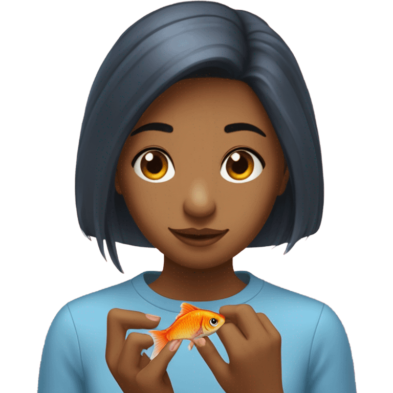 Teen girl feeding a beta fish emoji