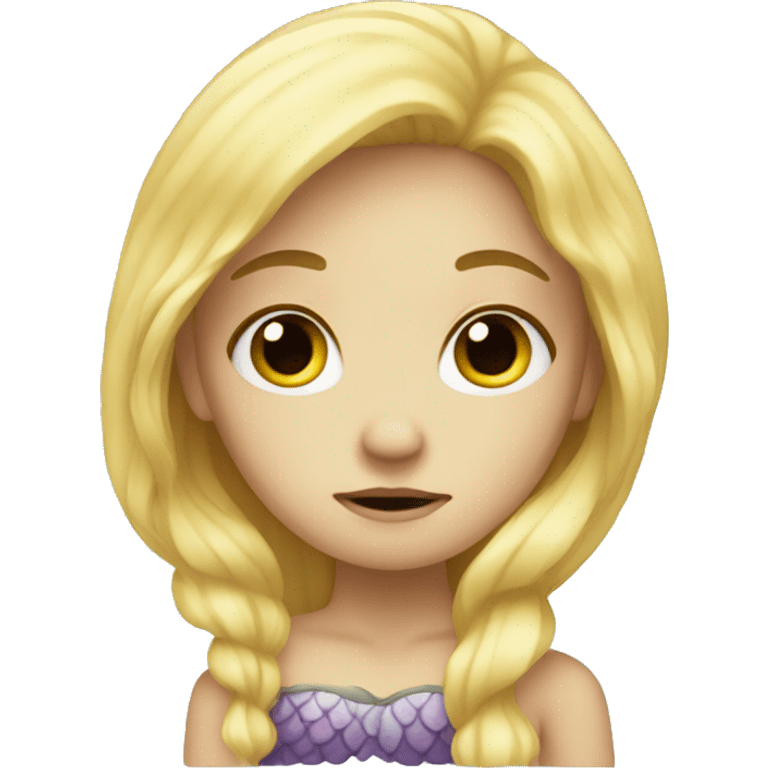 a sad mermaid with blonde hair and tail emoji