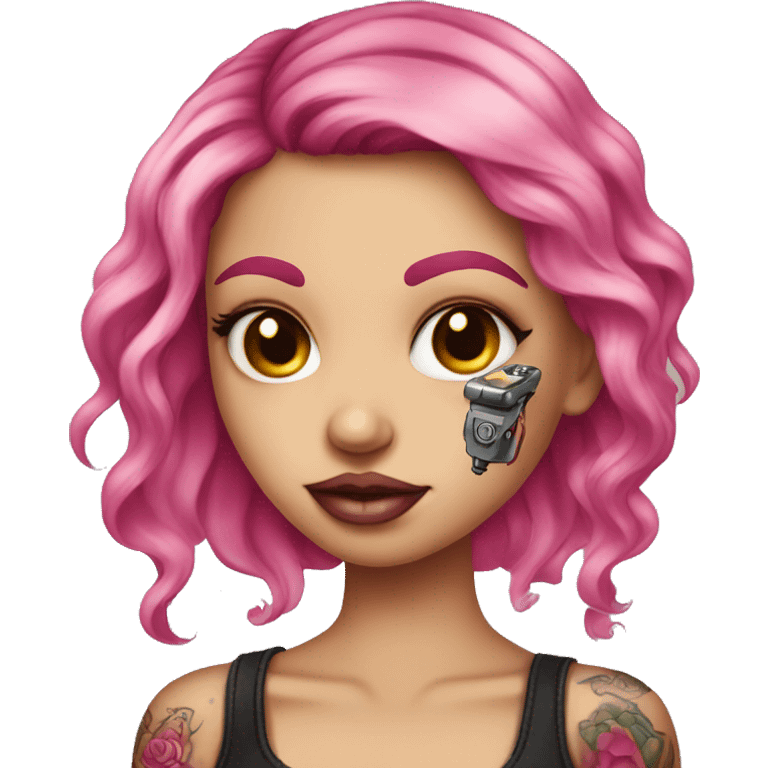 Pink girl tattoo artist with tattoo machine emoji