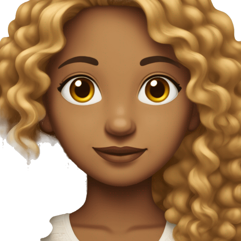 Indian girl medium wavy curly hair medium skin that is tanned with hoop earrings emoji