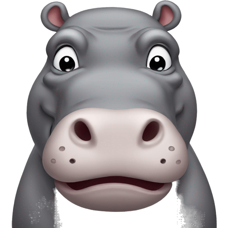 hippo with flexing face emoji