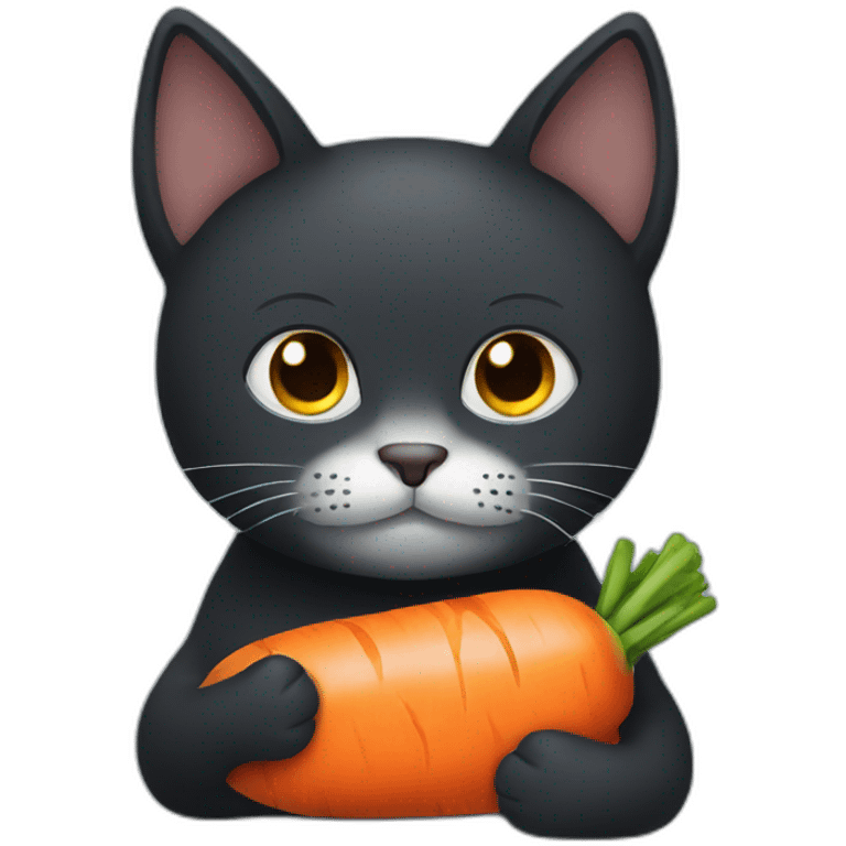 Sad dark cat holding carrot emoji