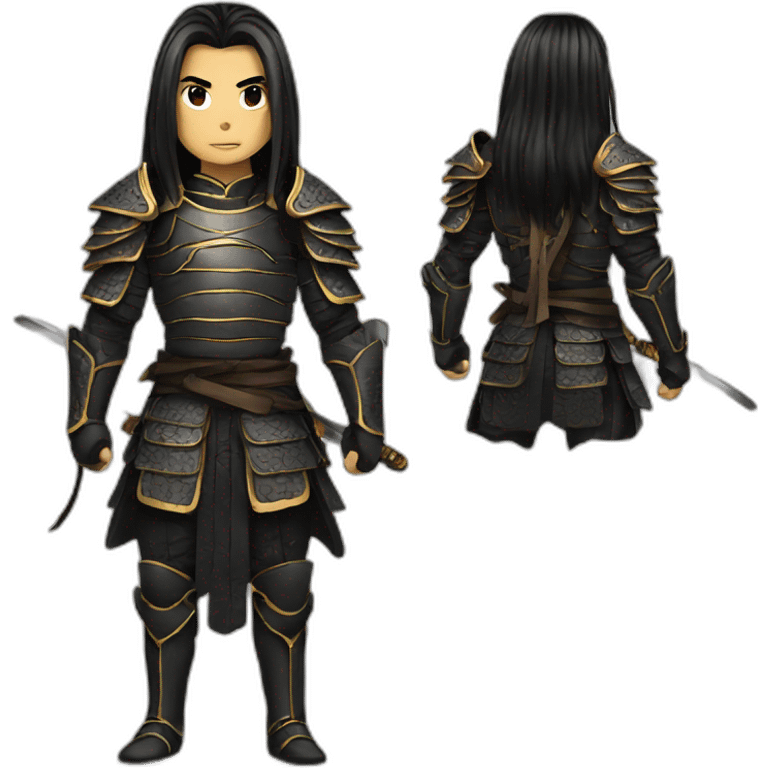 Black Armor - Chinese Samurai - Long Hair emoji