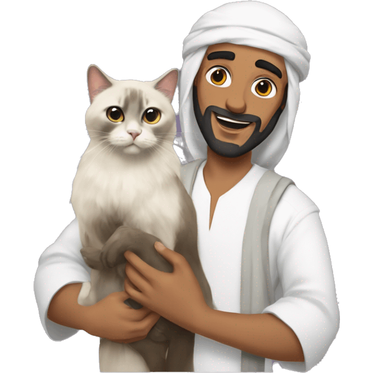 Sheikh holding Abu Aladdin’s monkey + Birman cat emoji