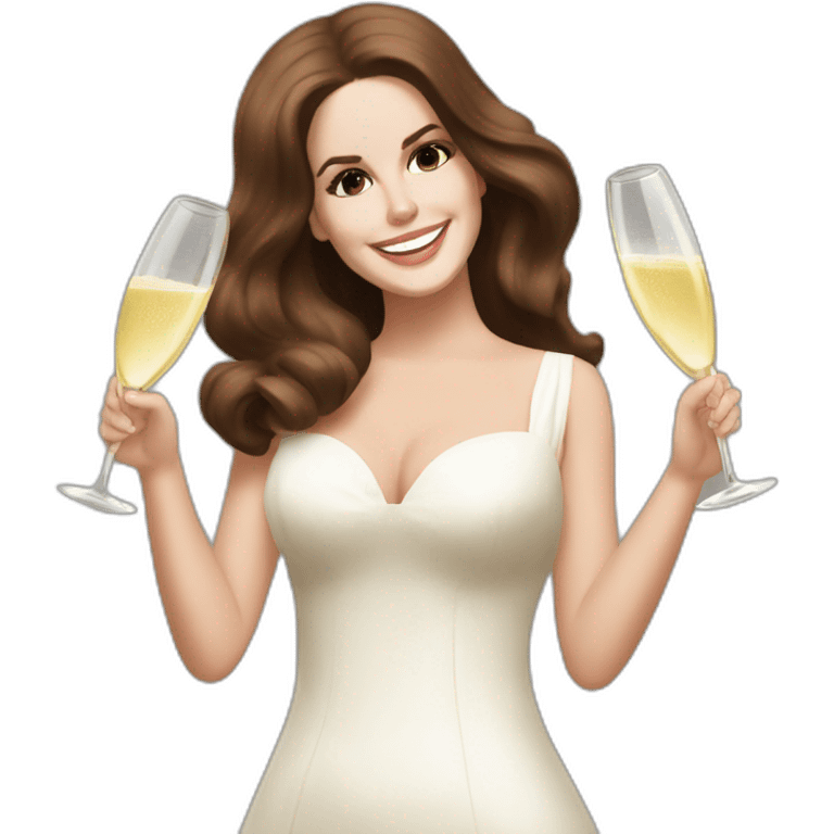 Lana del Rey cheering up with champagne over head emoji