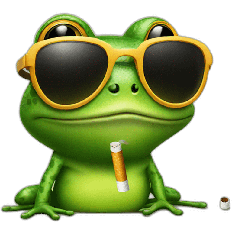 frog with sunglasses & a cigarette emoji