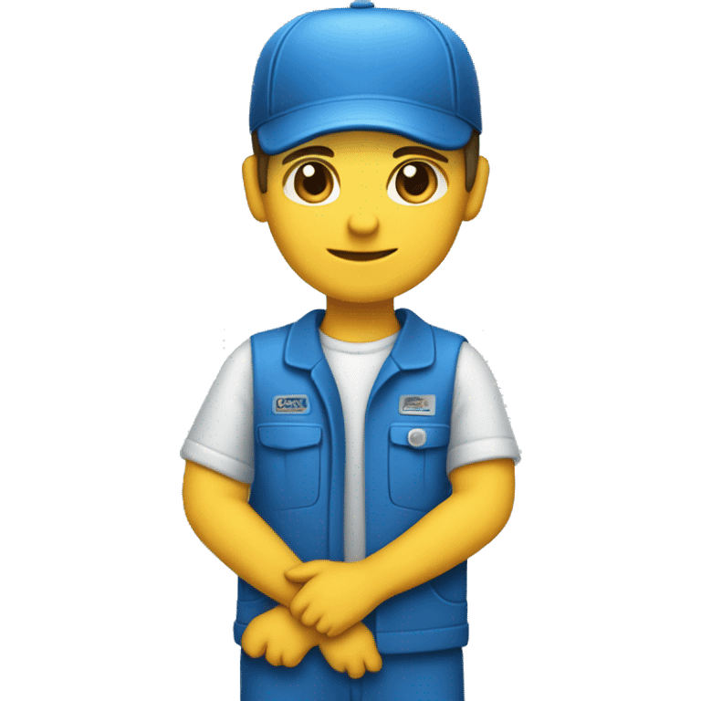 car parts mechanic, blue cothes emoji