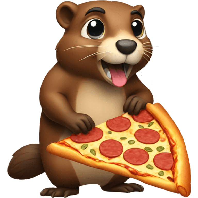 Beaver eating pizza  emoji