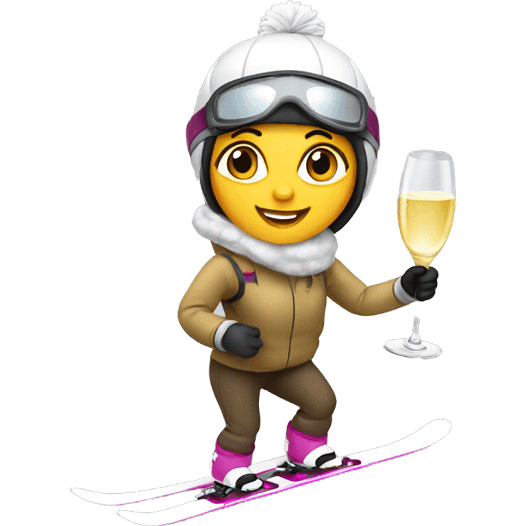 skiing girl with champagner emoji