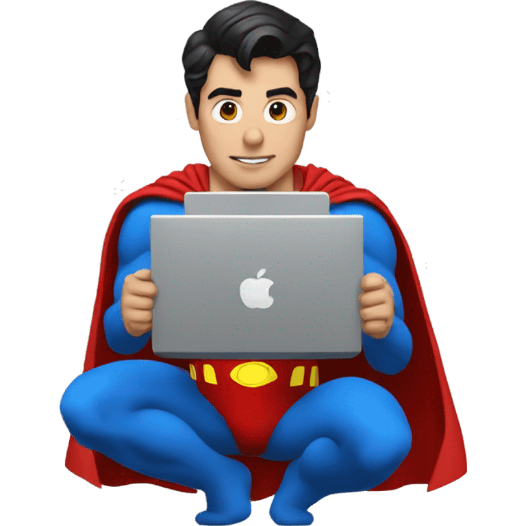 Superman using computer emoji