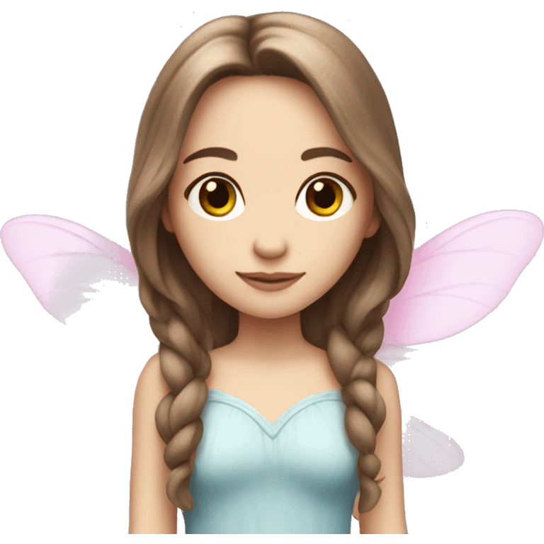  fairy with brown hair and pink wings and pale skin tone long hair   emoji