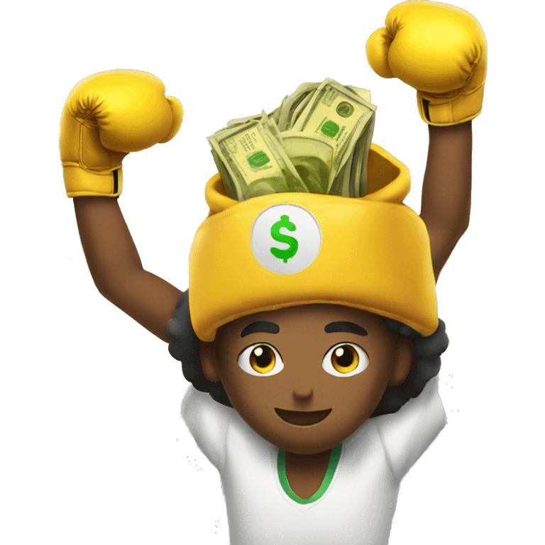 students in a boxing gloves with a money emoji on his head  emoji