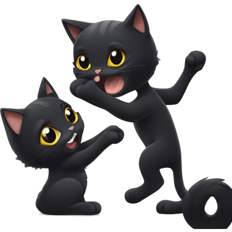 cute black cat slapping another black cat in the face emoji