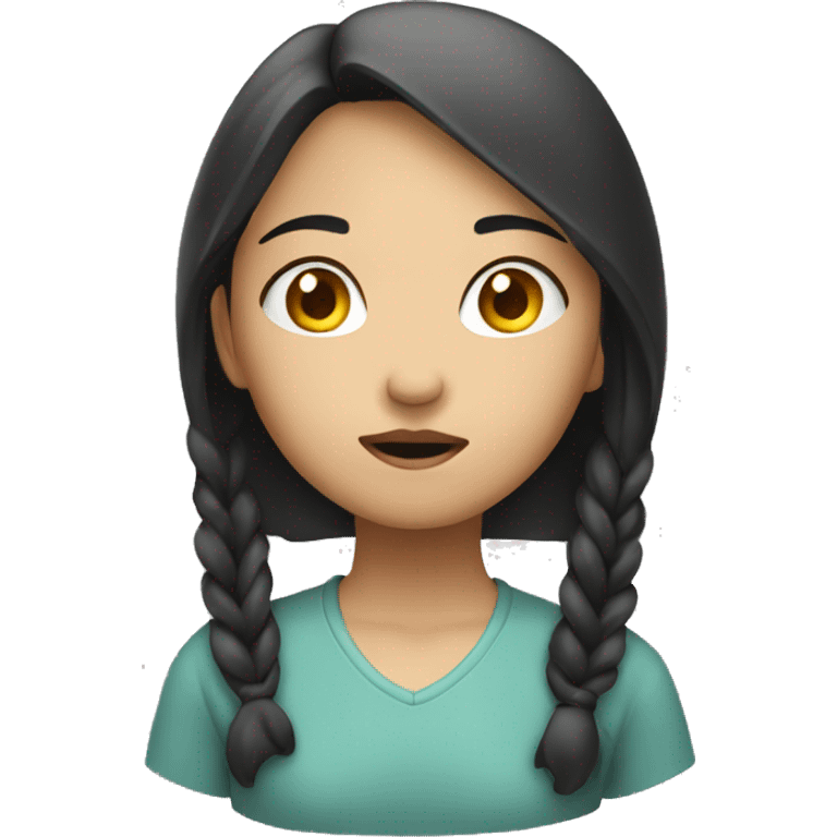 an asian girl thinking, not convinced emoji