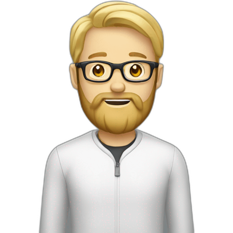 Blonde man with glasses and a three day beard on a rocket emoji