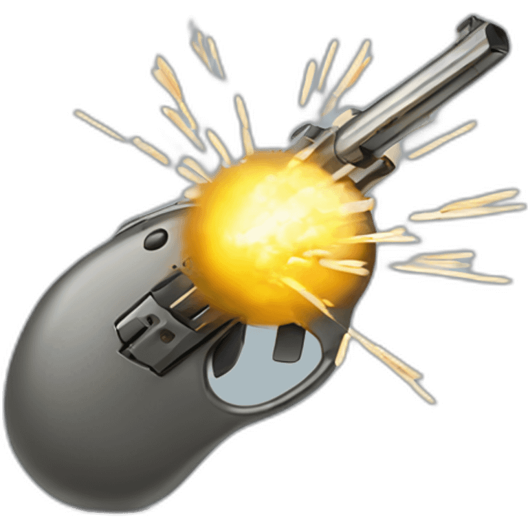 a pc mouse firing bullets emoji