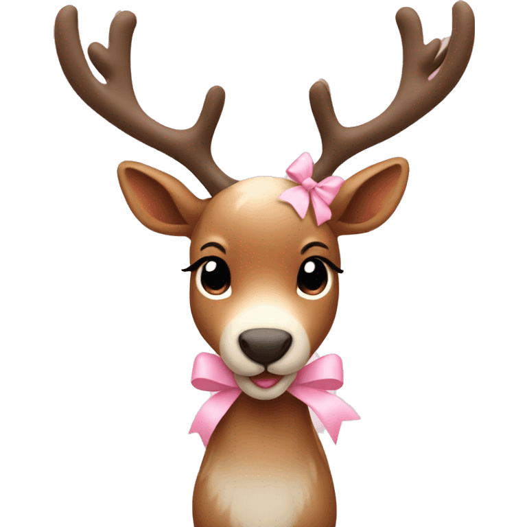 Pretty Reindeer with a light pink bow emoji