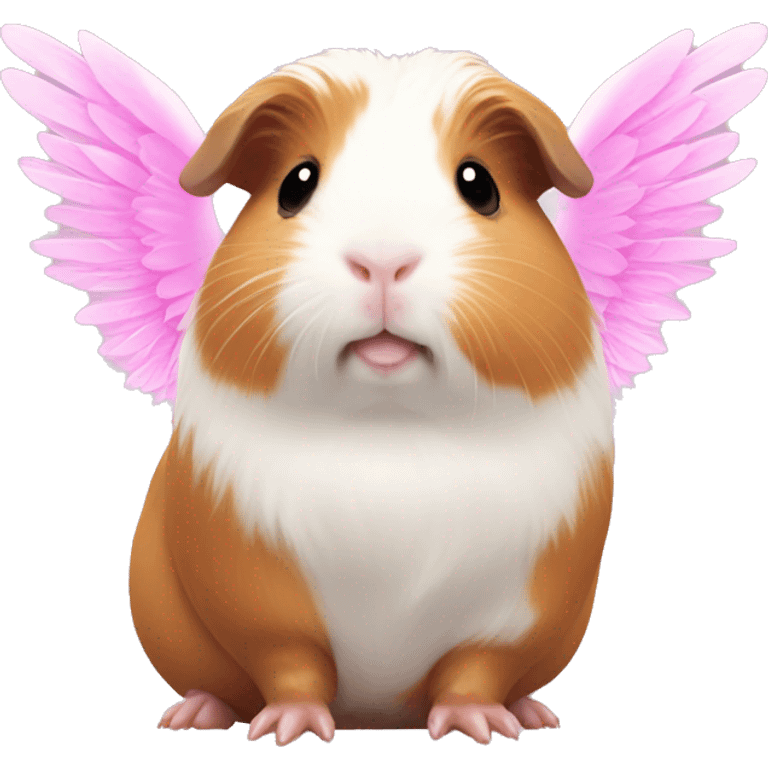 Kawaii Guinea pig with pink angel wings emoji