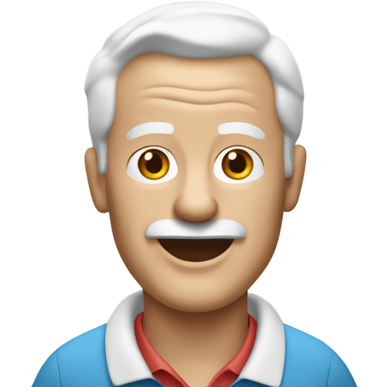 Elderly white male no facial hair playing golf emoji