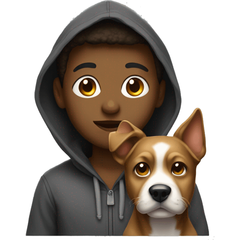 boy with dog in hood emoji