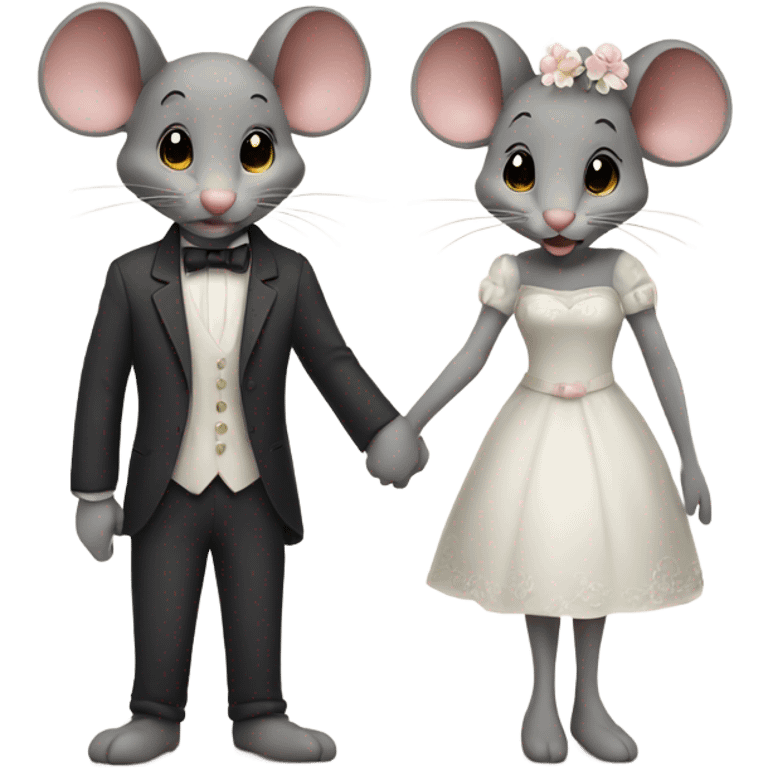 Cute Mr and Mrs Mouse holding hands  emoji