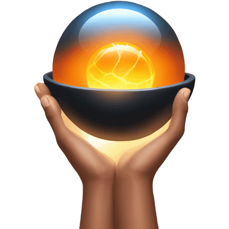 Hands holding Glowing orange orb emoji