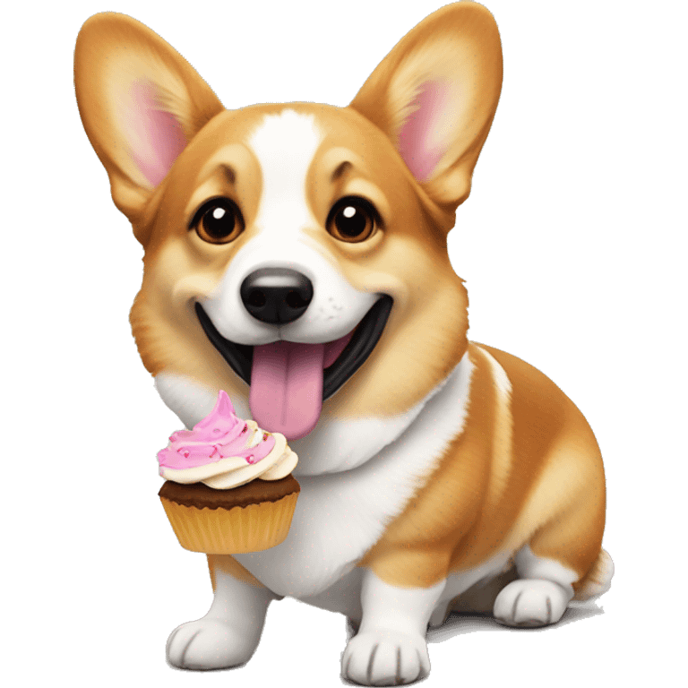 Corgi eating a cupcake emoji