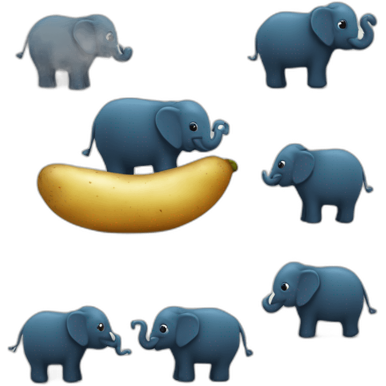 Une patate bleu avec un éléphant noir qui courre lentement emoji