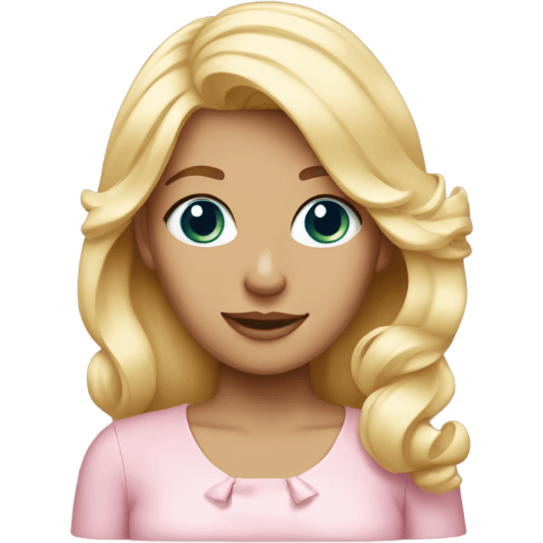 Blonde lady with light pink hairbow emoji