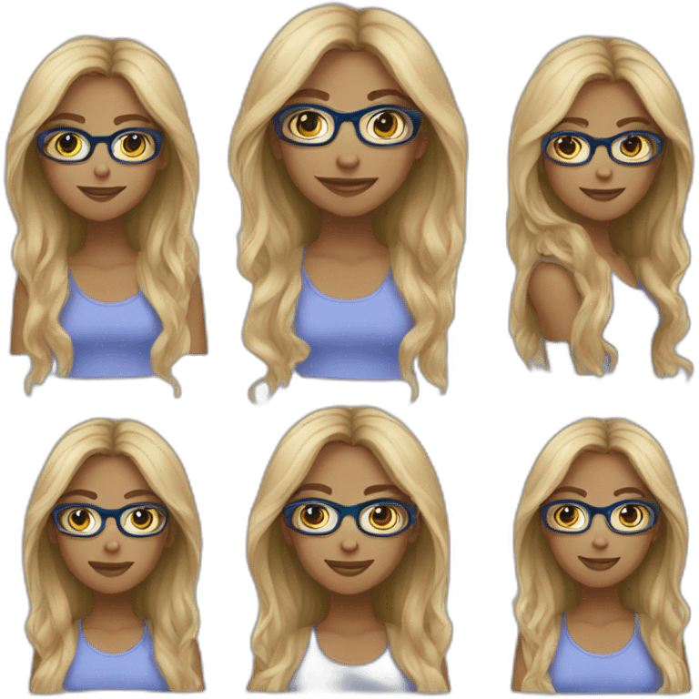 Black girl long blond hair blue eyes glasses emoji