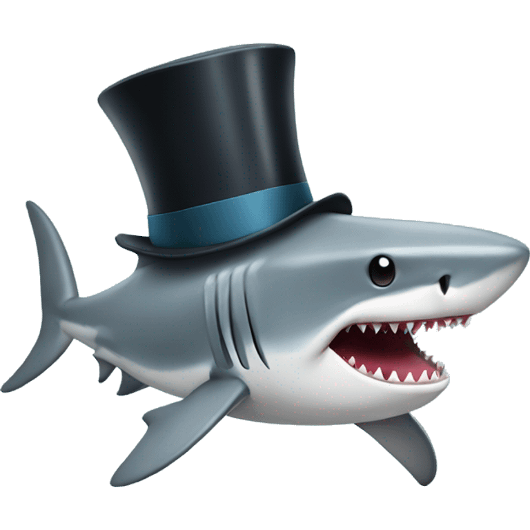 Shark with a top hat emoji