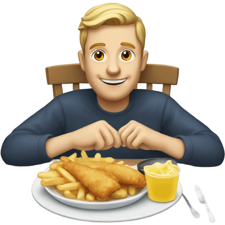 British person eating fish n chips  emoji