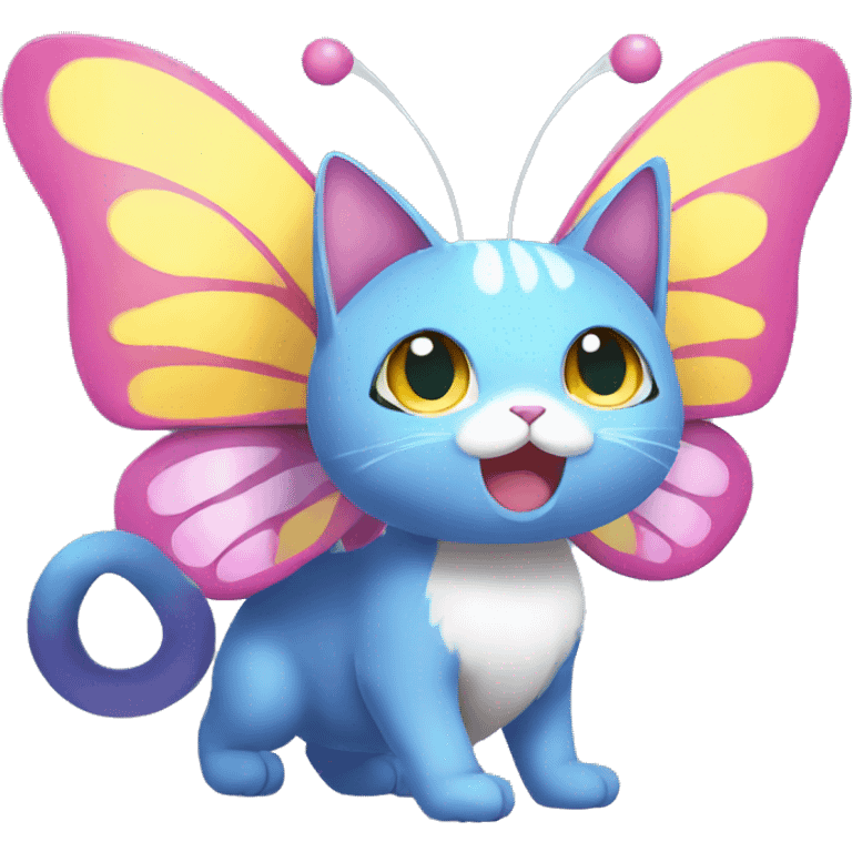 Kawaii Colorful Butterfly-Cat-Pokémon-Fakémon Full Body emoji