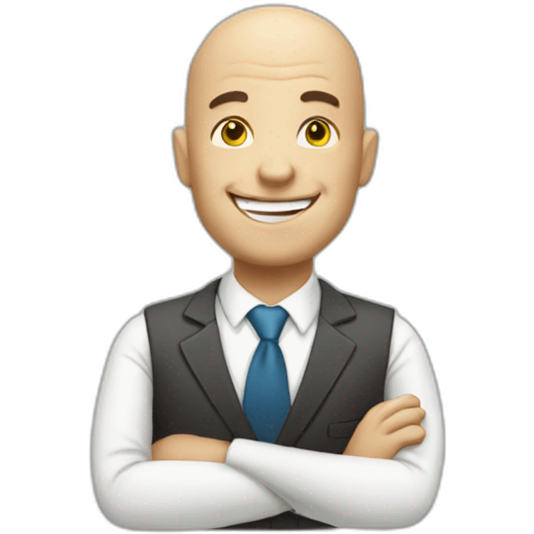 cheerful bald businessman approves emoji