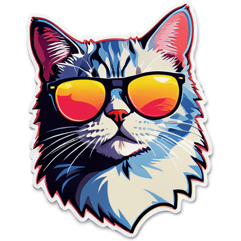 Pop art cat with sunglasses  emoji