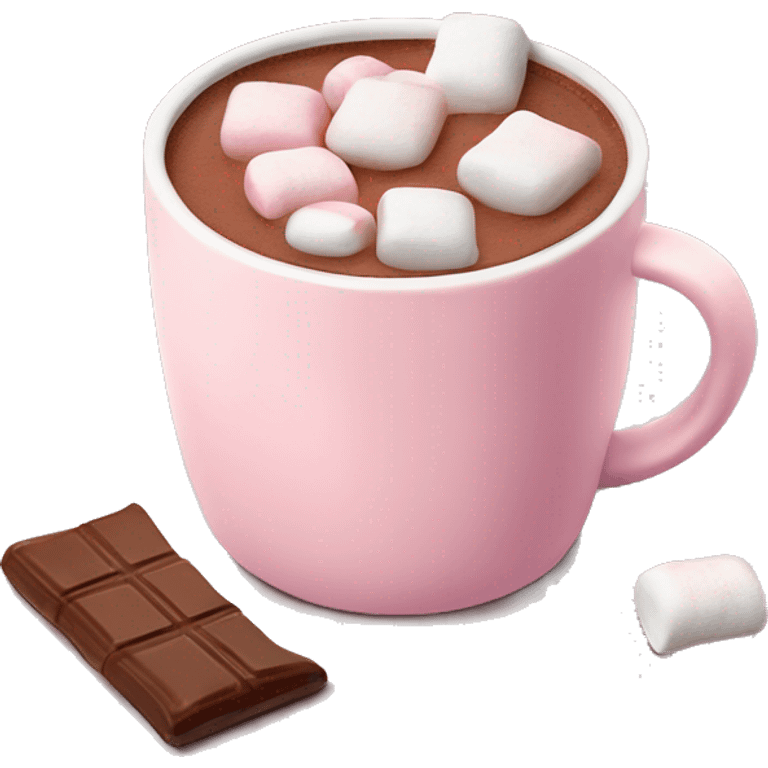 Light Pink mug of hot chocolate with marshmallows  emoji