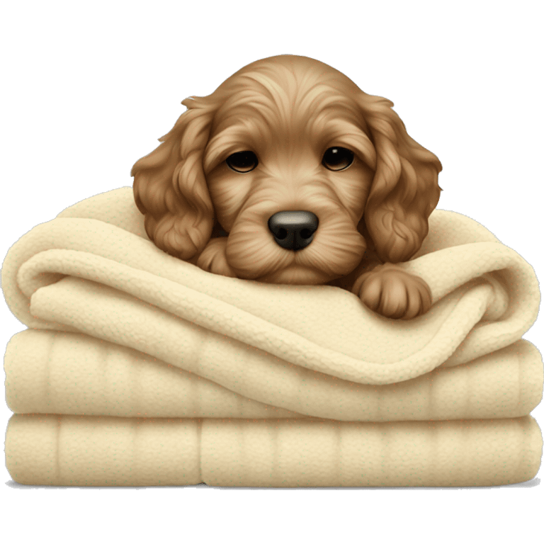 cockapoo puppy sleep in blanket emoji