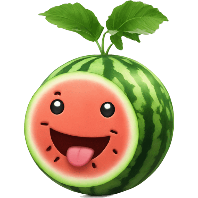 Watermelon with smiling face emoji